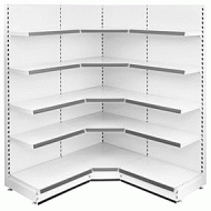  Retail Shelving Run - Corner Unit -  2 x  Wall Units, 1 x Corner Units, 15 x Shelves