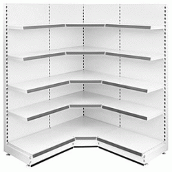  Retail Shelving Run - Corner Unit -  2 x  Wall Units, 1 x Corner Units, 15 x Shelves