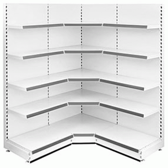 Retail Shelving Run - Corner Unit -  2 x  Wall Units, 1 x Corner Units, 15 x Shelves