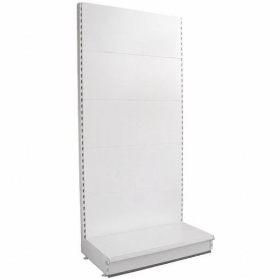 White Retail Shelving Wall Unit - Plain Back Panels - Base Shelf Only